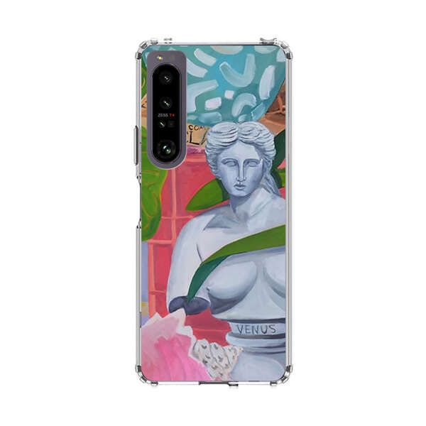 Classical Venus Bust with Green Leaves and Vibrant Vases Sony Xperia 1 IV Case