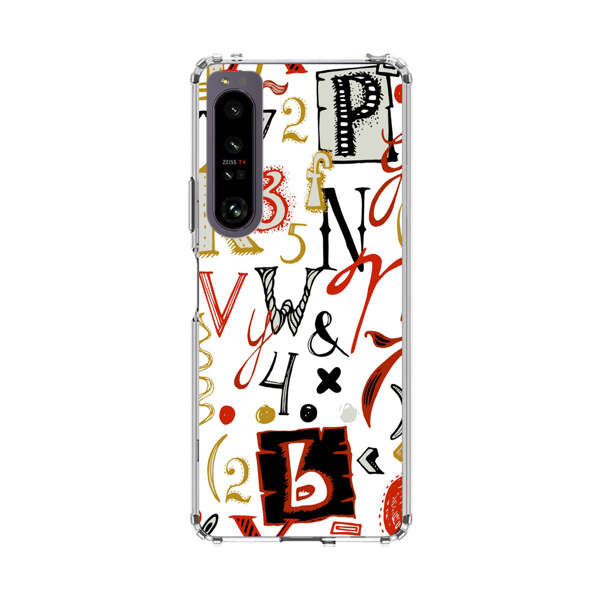Colorful Hand Drawn Letters and Numbers Pattern Sony Xperia 1 IV Case