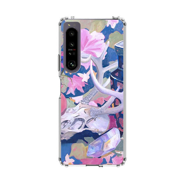 Floral Ornate Vases with Antlers Skull and Crystal Sony Xperia 1 IV Case