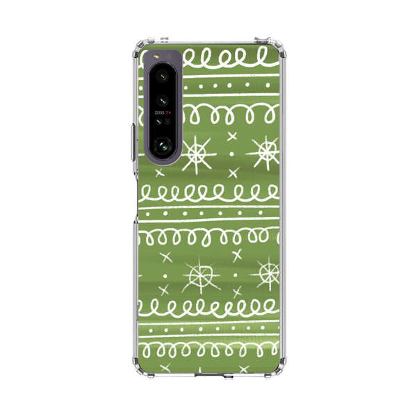Green White Stars Loop Pattern Sony Xperia 1 IV Case