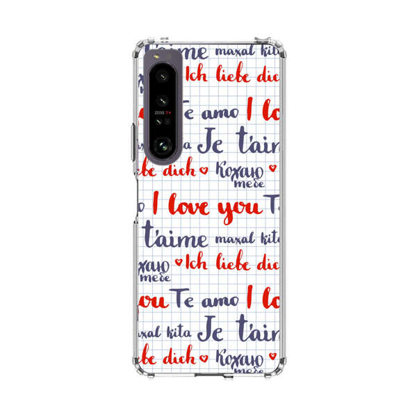 Love Message Multilingual Pattern Sony Xperia 1 IV Case