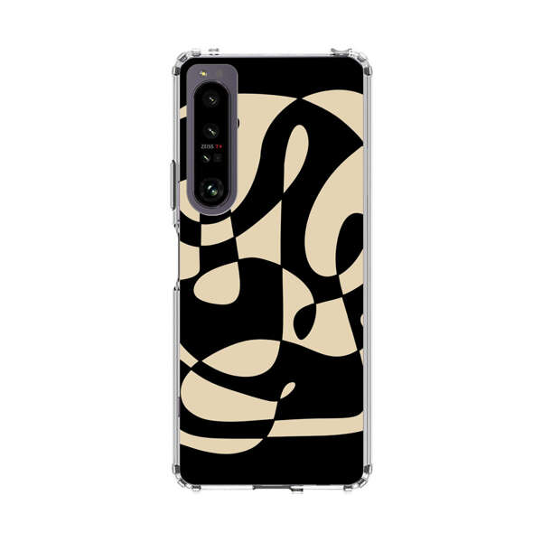 Modern Abstract Beige and Black Geometry Sony Xperia 1 IV Case