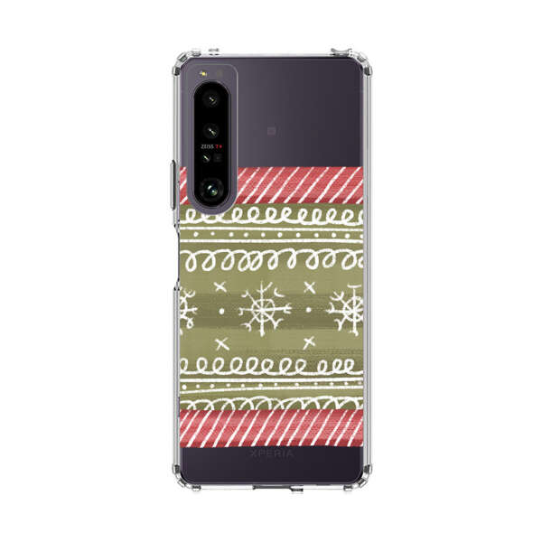 Winter Pattern with Snowflakes and Red Stripes Sony Xperia 1 IV Case