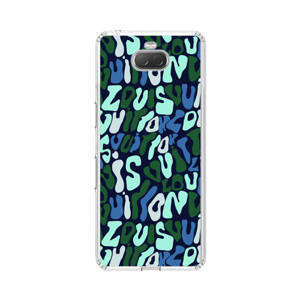 Abstract Layered Text Pattern in Blue and Green Sony Xperia 10 Case
