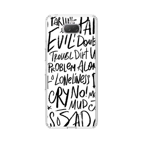Black and White Negative Words Pattern Sony Xperia 10 Case