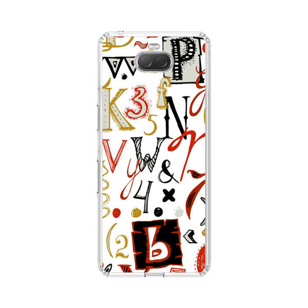 Colorful Hand Drawn Letters and Numbers Pattern Sony Xperia 10 Case