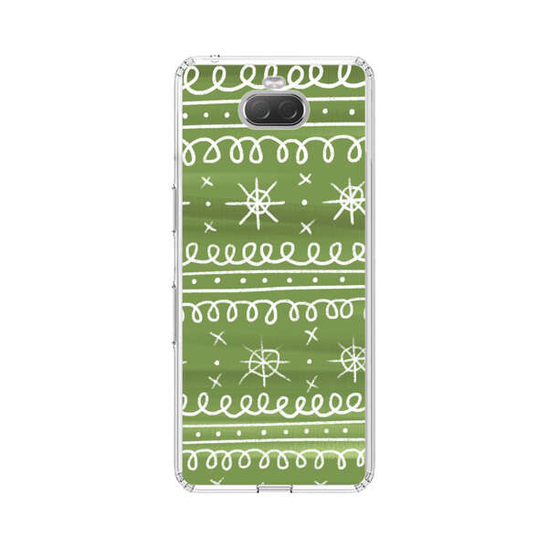 Green White Stars Loop Pattern Sony Xperia 10 Case