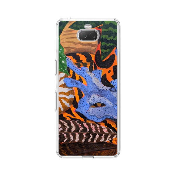 Tropical Coral Seashell Feathers on Tiger Pattern Sony Xperia 10 Case