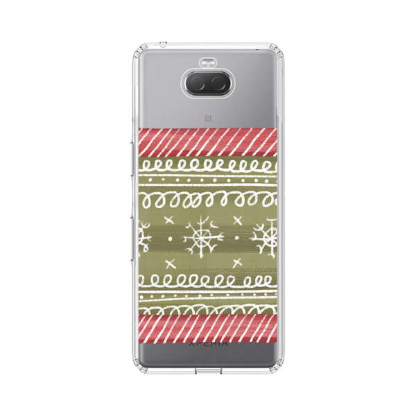 Winter Pattern with Snowflakes and Red Stripes Sony Xperia 10 Case