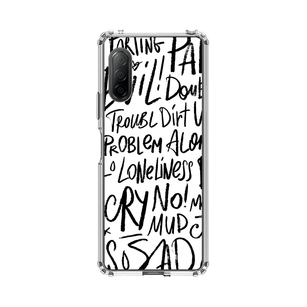 Black and White Negative Words Pattern Sony Xperia 10 II Case