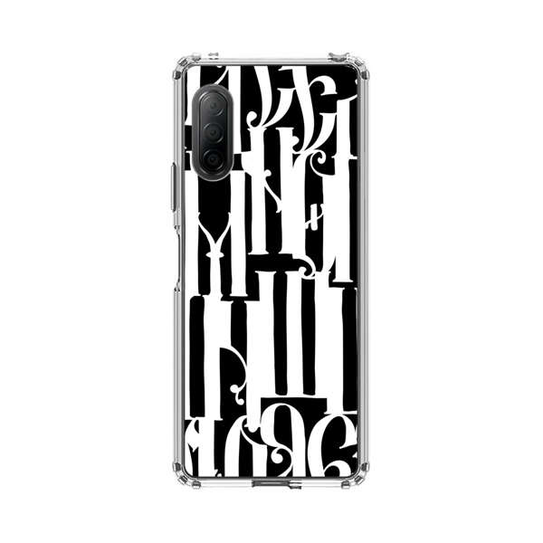 Abstract Black and White Pattern with Ornamental Letters Sony Xperia 10 II Case