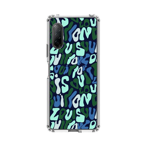 Abstract Layered Text Pattern in Blue and Green Sony Xperia 10 II Case