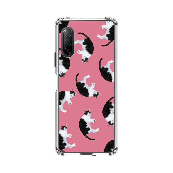 Black and White Cats Pattern on Pink Background Sony Xperia 10 II Case