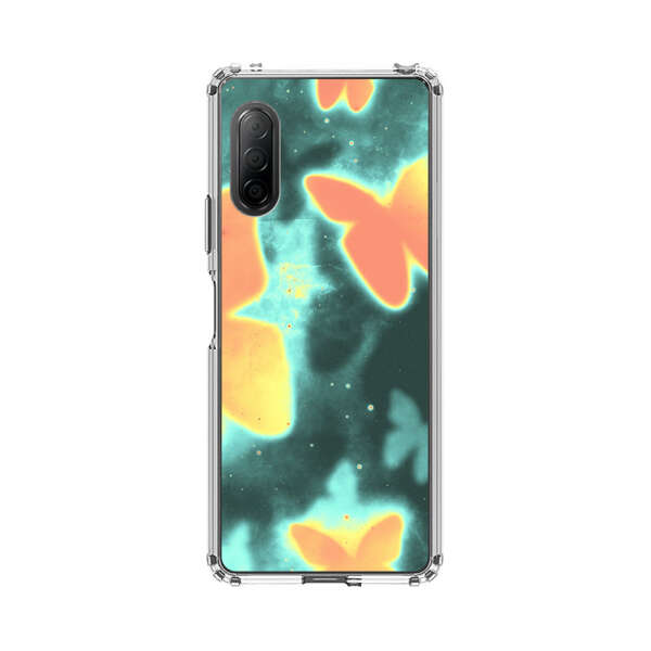 Bright Glowing Orange Butterflies Blue Background Sony Xperia 10 II Case