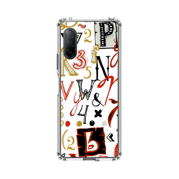 Colorful Hand Drawn Letters and Numbers Pattern Sony Xperia 10 II Case
