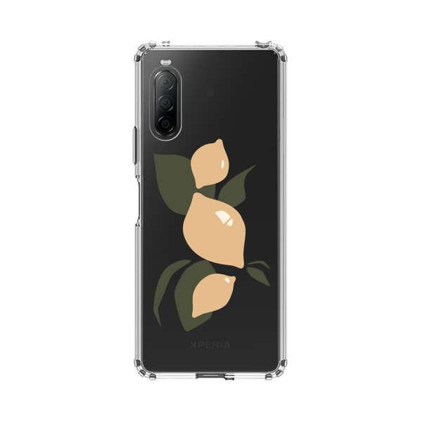 Minimalistic Beige Lemons with Green Leaves Sony Xperia 10 II Case