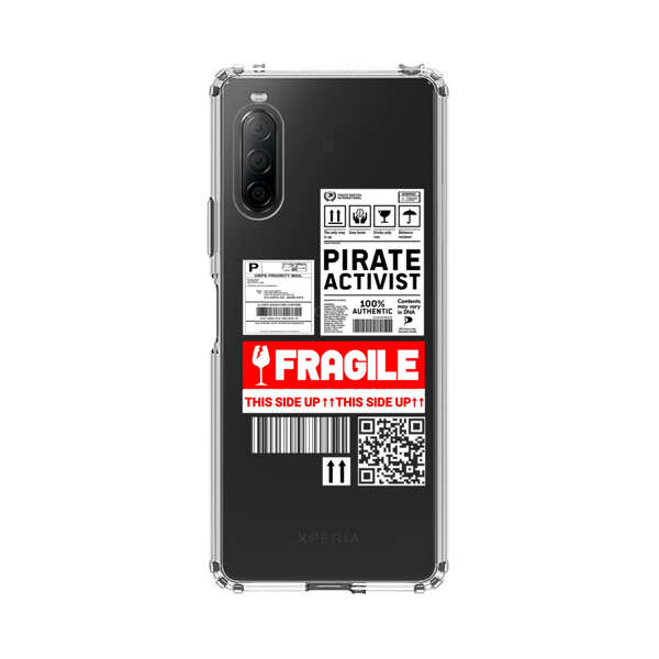 Pirate Activist Fragile Shipping Label Sony Xperia 10 II Case