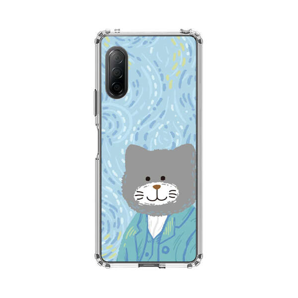 Whimsical Gray Cat with Starry Night Background Sony Xperia 10 II Case
