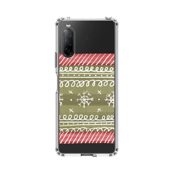 Winter Pattern with Snowflakes and Red Stripes Sony Xperia 10 II Case