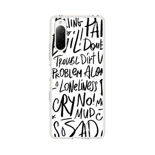 Black and White Negative Words Pattern Sony Xperia 10 III Case