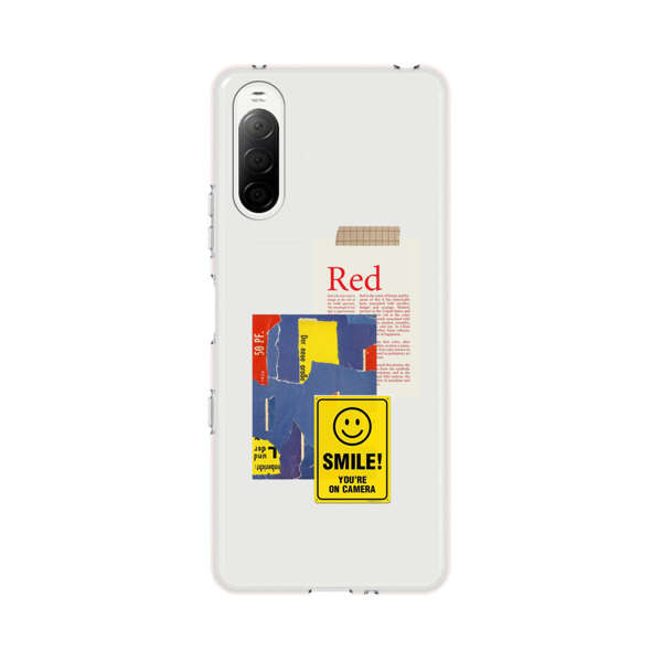 Collage Torn Paper Smiley Face Yellow Sign Sony Xperia 10 III Case