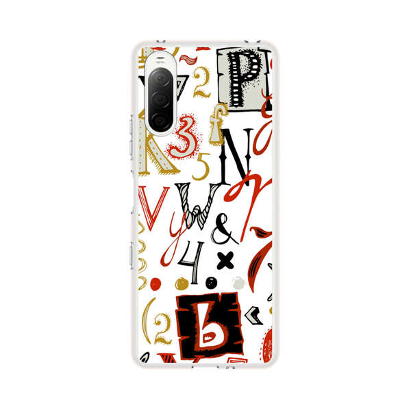 Colorful Hand Drawn Letters and Numbers Pattern Sony Xperia 10 III Case