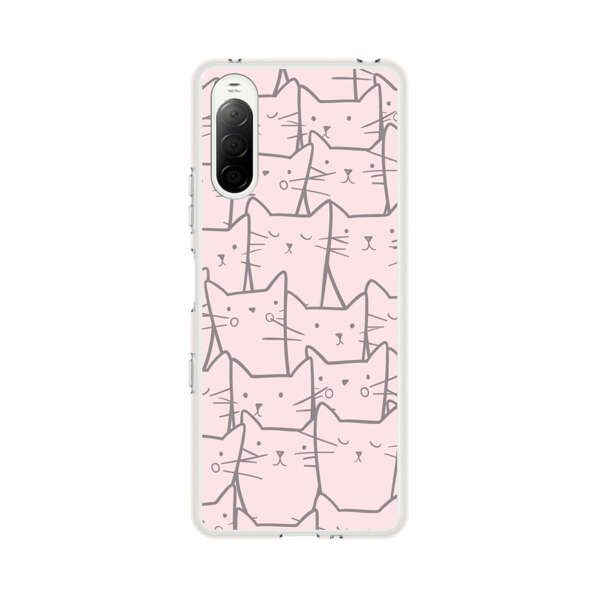 Cute Hand Drawn Cat Pattern Sony Xperia 10 III Case