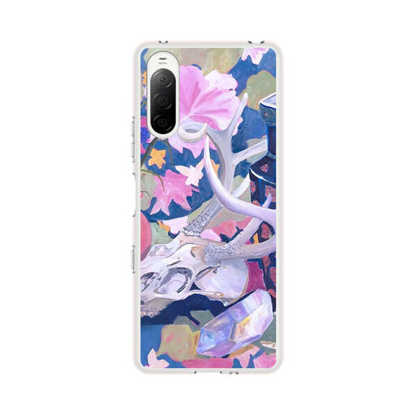 Floral Ornate Vases with Antlers Skull and Crystal Sony Xperia 10 III Case