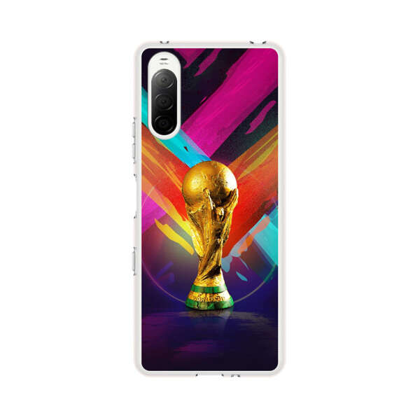 Golden Soccer Trophy with Colorful Abstract Background Sony Xperia 10 III Case