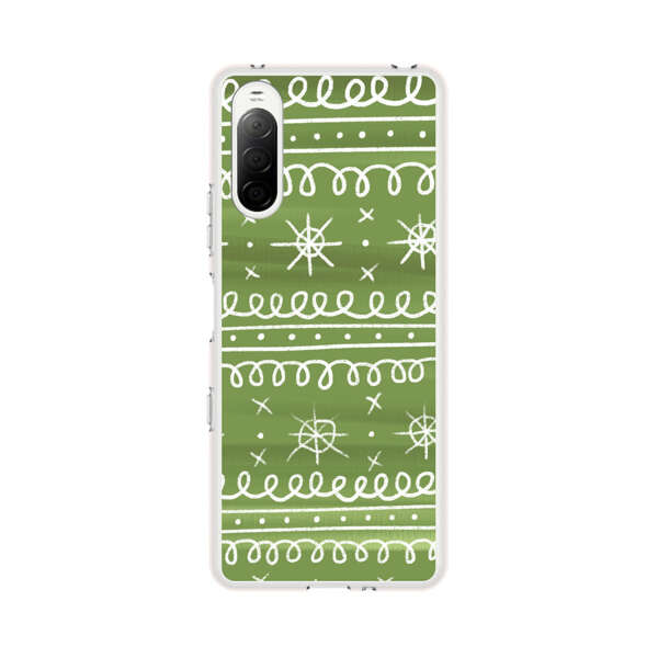 Green White Stars Loop Pattern Sony Xperia 10 III Case