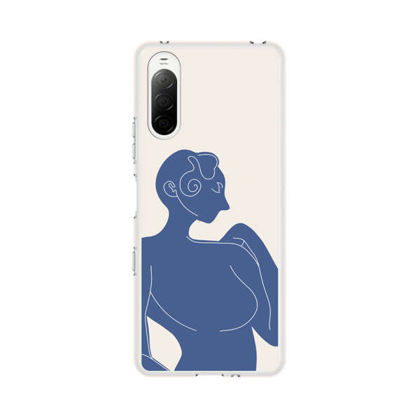 Minimalistic Abstract Female Silhouette Blue Sony Xperia 10 III Case