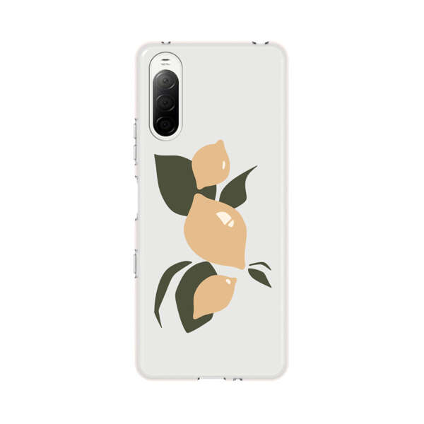 Minimalistic Beige Lemons with Green Leaves Sony Xperia 10 III Case