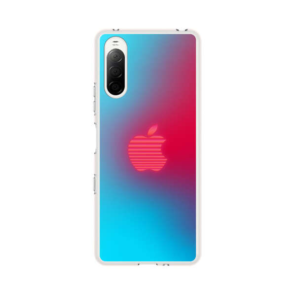 Neon Striped Apple Logo Gradient Background Sony Xperia 10 III Case