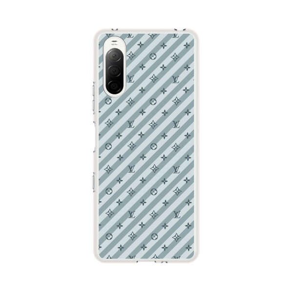 Stylish Blue Diagonal Striped Luxury Logo Pattern Sony Xperia 10 III Case
