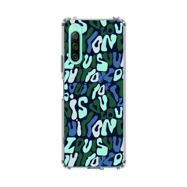 Abstract Layered Text Pattern in Blue and Green Sony Xperia 10 IV Case