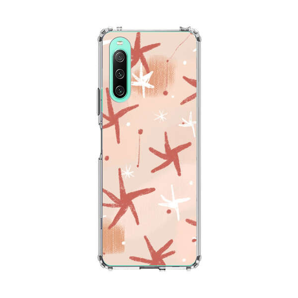 Abstract Star Pattern Red and White on Beige Background Sony Xperia 10 IV Case