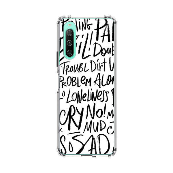 Black and White Negative Words Pattern Sony Xperia 10 IV Case