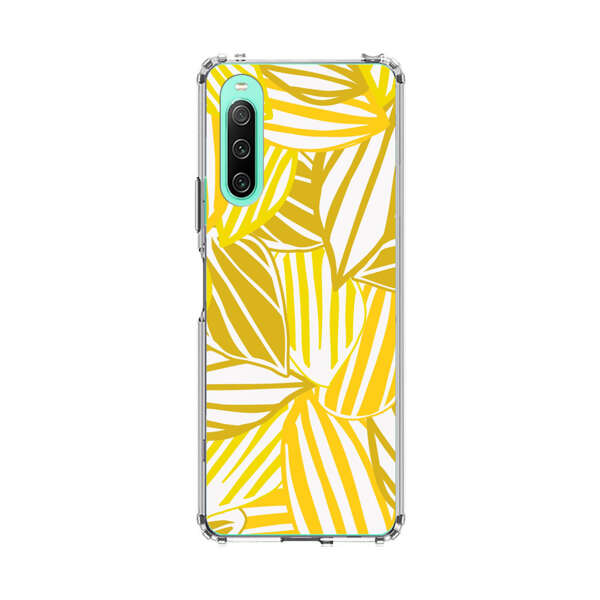 Bright Yellow Striped Tropical Leaves Pattern Sony Xperia 10 IV Case