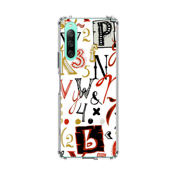 Colorful Hand Drawn Letters and Numbers Pattern Sony Xperia 10 IV Case