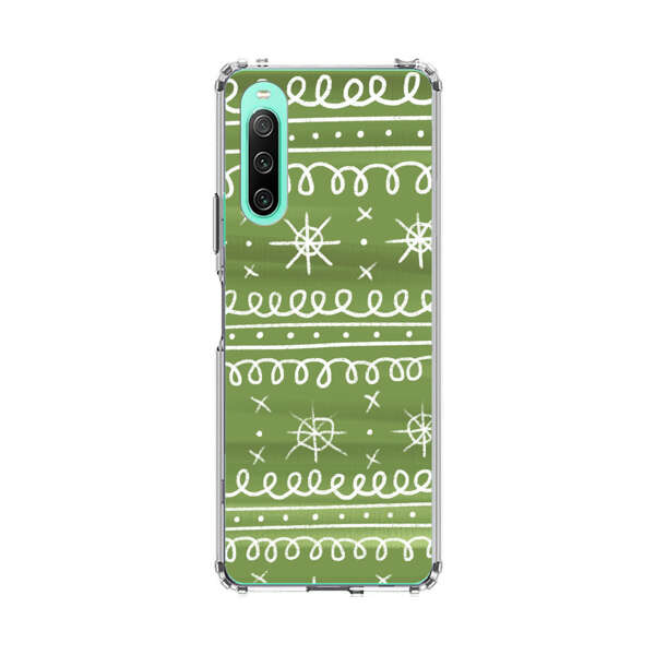 Green White Stars Loop Pattern Sony Xperia 10 IV Case
