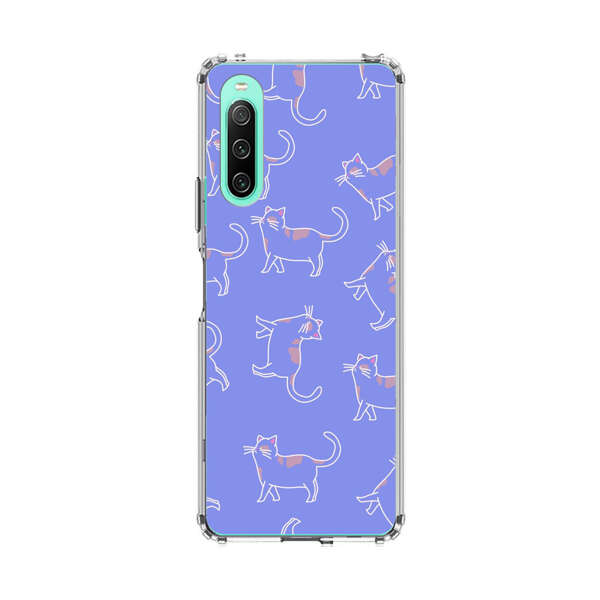 Playful Cartoon Cats on Purple Background Sony Xperia 10 IV Case