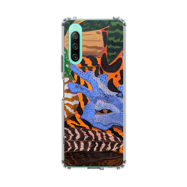Tropical Coral Seashell Feathers on Tiger Pattern Sony Xperia 10 IV Case