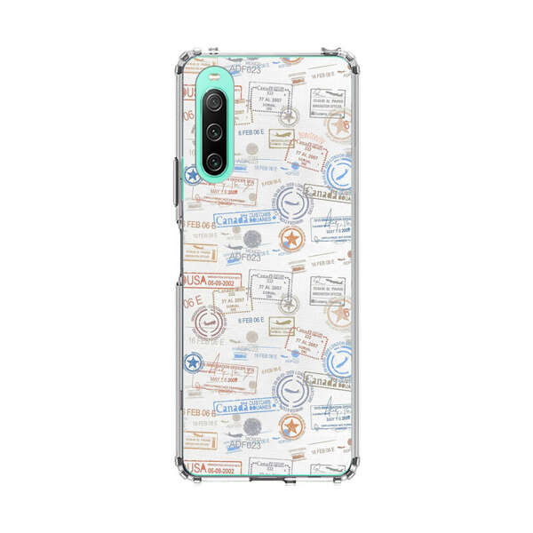 Vintage Passport Stamps Pattern Sony Xperia 10 IV Case