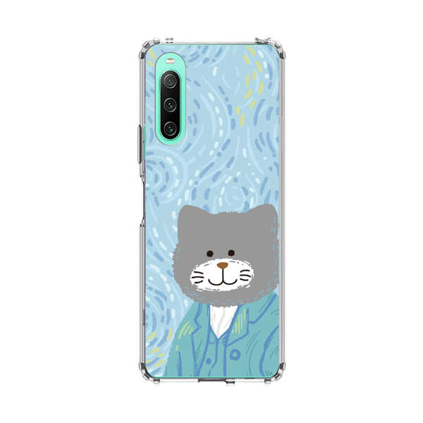 Whimsical Gray Cat with Starry Night Background Sony Xperia 10 IV Case
