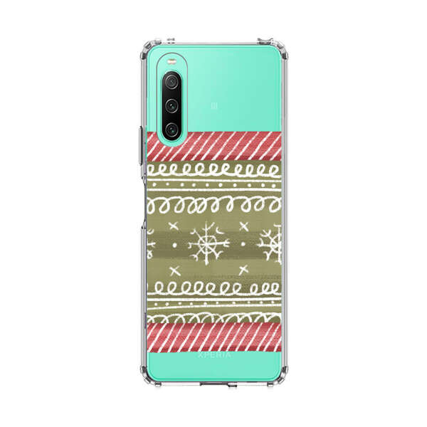 Winter Pattern with Snowflakes and Red Stripes Sony Xperia 10 IV Case