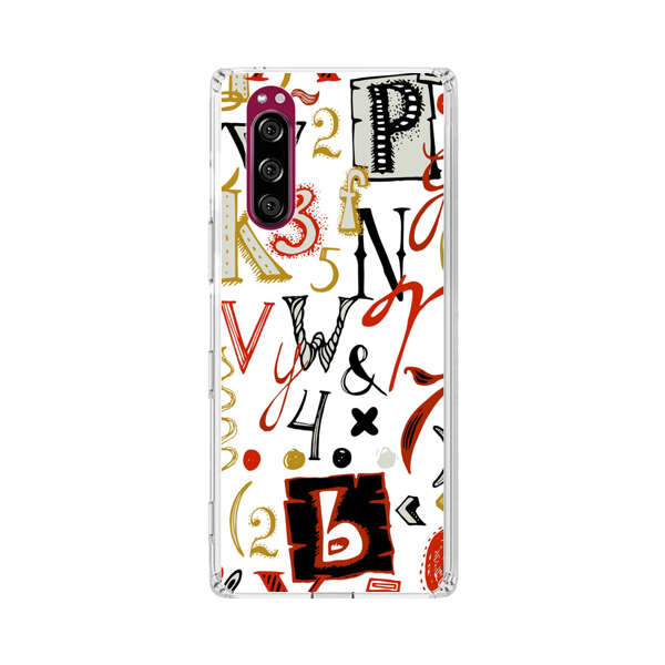 Colorful Hand Drawn Letters and Numbers Pattern Sony Xperia 5 Case