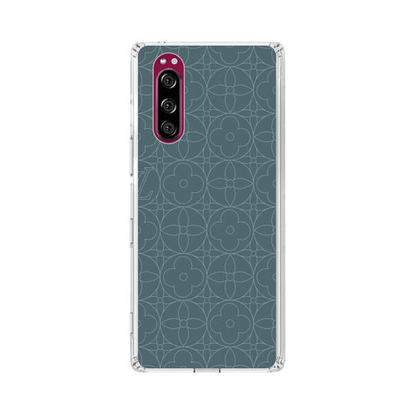 Elegant Blue Geometric Floral Pattern Sony Xperia 5 Case