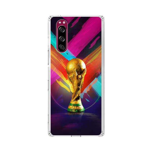 Golden Soccer Trophy with Colorful Abstract Background Sony Xperia 5 Case
