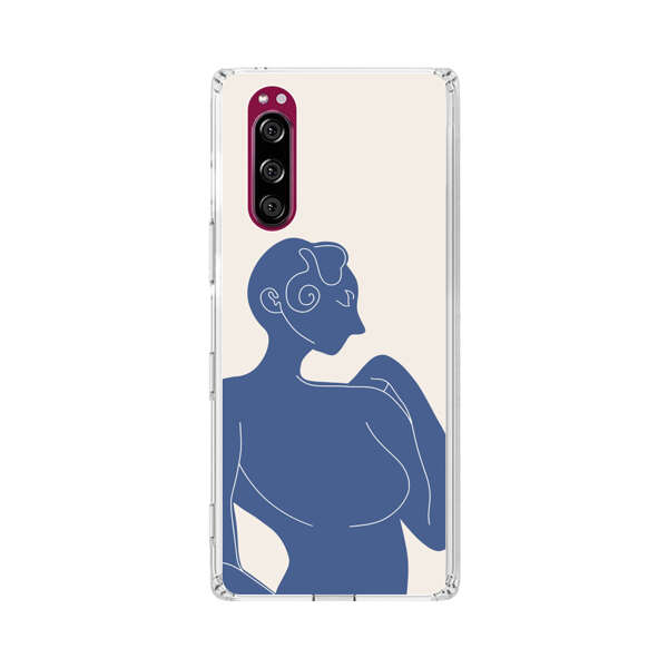 Minimalistic Abstract Female Silhouette Blue Sony Xperia 5 Case