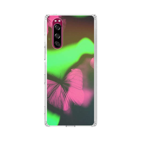 Pink Butterflies Green Background Sony Xperia 5 Case